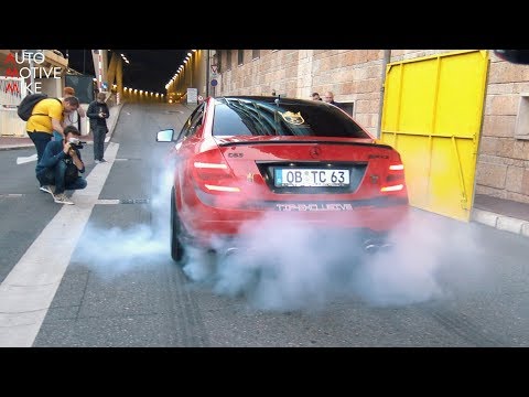 Mercedes C63 AMG terrorizing Monaco - BURNOUTS, REVS & ACCELERATIONS