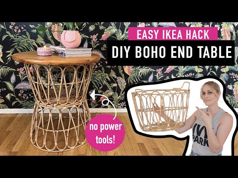 DIY Boho End Table from IKEA SNIDAD Baskets – No Power Tools Needed