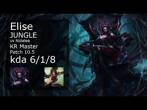 Elise Jungle vs Nidalee - KR Master 6/1/8 Patch 10.5 Gameplay // [롤] 엘리스 vs 니달리 정글