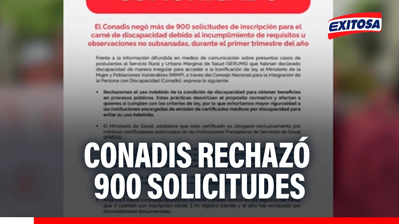 🔴🔵 Ante denuncias de certificados irregulares, CONADIS rechazó 900 solicitudes
