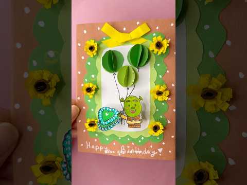 Shrek birthday card 💚 diy #diy #shrek #birthdaycard #tutorial #viralshorts #tutorial