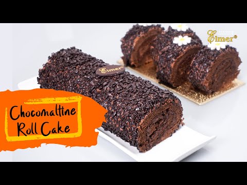 [ENG SUB] CHOCOMALTINE ROLL CAKE | Resep Bolu Gulung isi Elmer Chocomaltine | Roll Cake Super Lembut