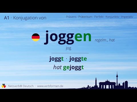 Konjugation des Verb „joggen“ (hat) - alle Zeitformen lernen, Übersetzung, Tutorial