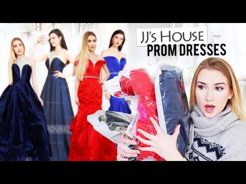 TRYING JJsHOUSE PROM DRESSES!!