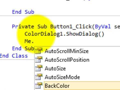 how to make a color dialog in visual basic 2010