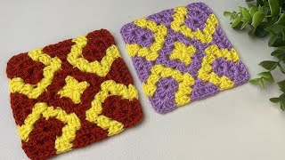 Easy&unique crochet square motif pattern