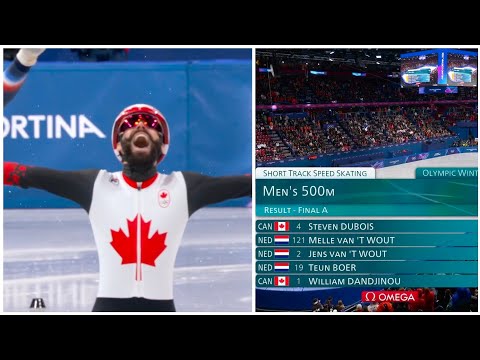 Short track Men's 500m Canada Steven Dubois Won Gold Medel, van 't Wout Brother Won Silver, Bronze 