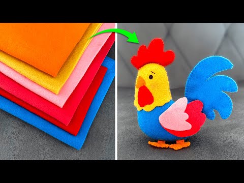 See what a cute rooster you can make out of felt without a sewing machine 🐔 DIY