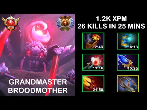 Grandmaster Broodmother Mid Gameplay - 1.2K XPM - 26 KILLS IN 25 MINS (0049)