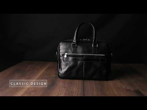 Black Leather Briefcase Laptop Bag - Orlando | Time Resistance Official Video