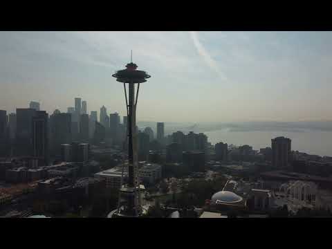 4k Relaxing Drone Flyover - Overview of Seattle's Space Needle