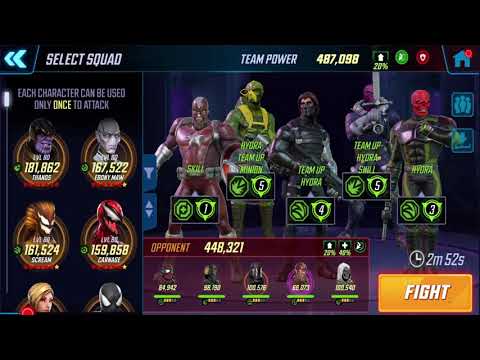 MSF Alliance War: 487k Hydra 3.0 vs 448k Mercenaries sub Red Guardian - Marvel Strike Force