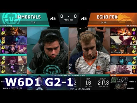 Immortals vs Echo Fox | Game 1 S7 NA LCS Summer 2017 Week 6 Day 1 | IMT vs FOX G1 W6D1