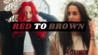 HAIR TRANSFORMATION - Bright red to dark brown