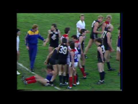 Steven Icke pulling Bruce Reid's hair - 1985 Round 16