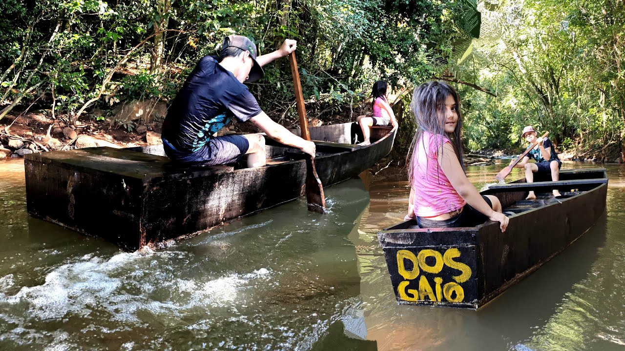 fomos pro rio testar o barco de madeira