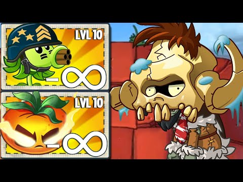 PvZ 2 Power Up Infinite - All Plants Level Max Vs 100 Mammothhead Zombies Level 5