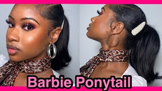 90's FLIPPED PONYTAIL WITH SWOOP BANG | Barbie Ponytail | No heat