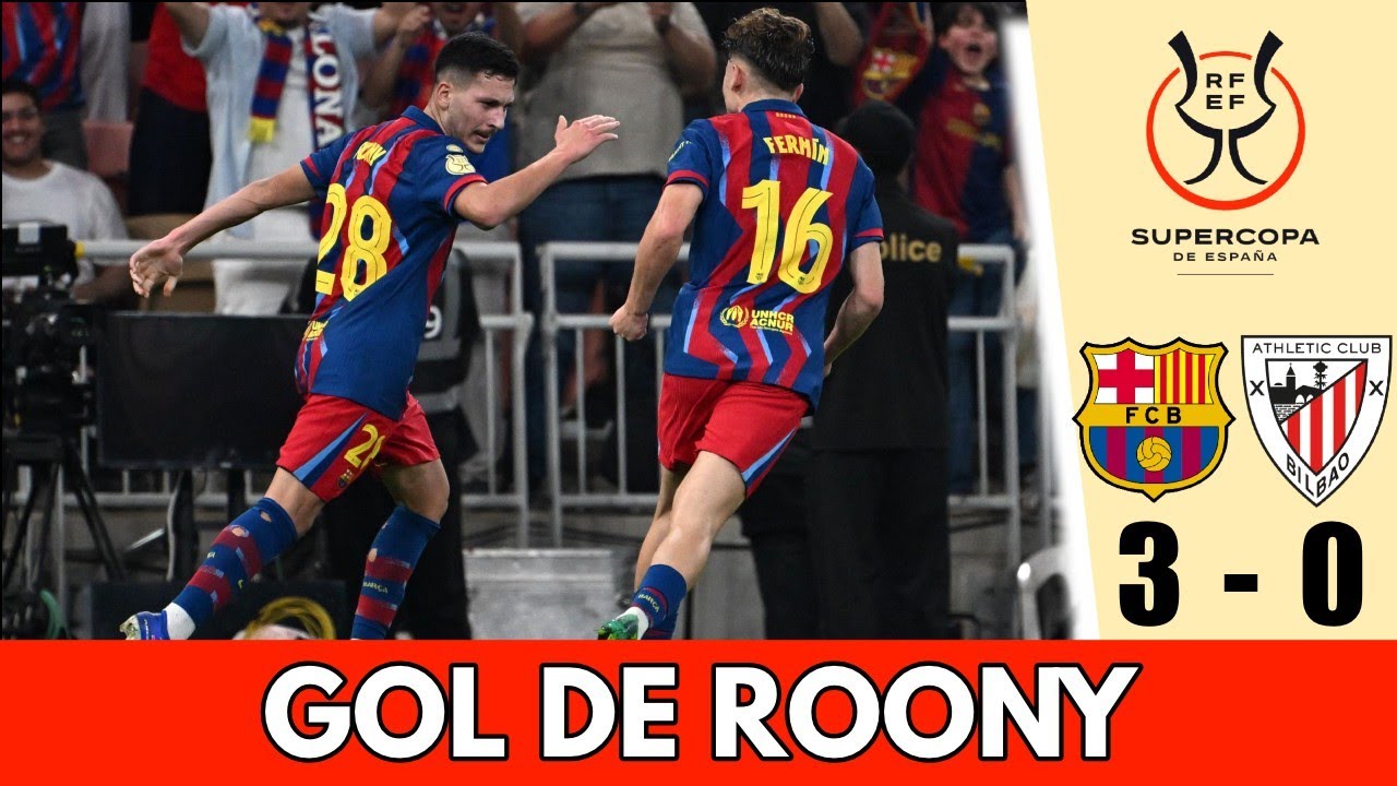 ROONY anota el 3-0 del BARCELONA vs ATHLETIC BILBAO y esto ya es GOLEADA | Supercopa de España