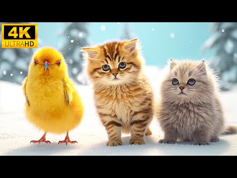 Baby Animals 4K - Funny Young Wild Animals With Relaxing Music (Colorfully Dynamic)
