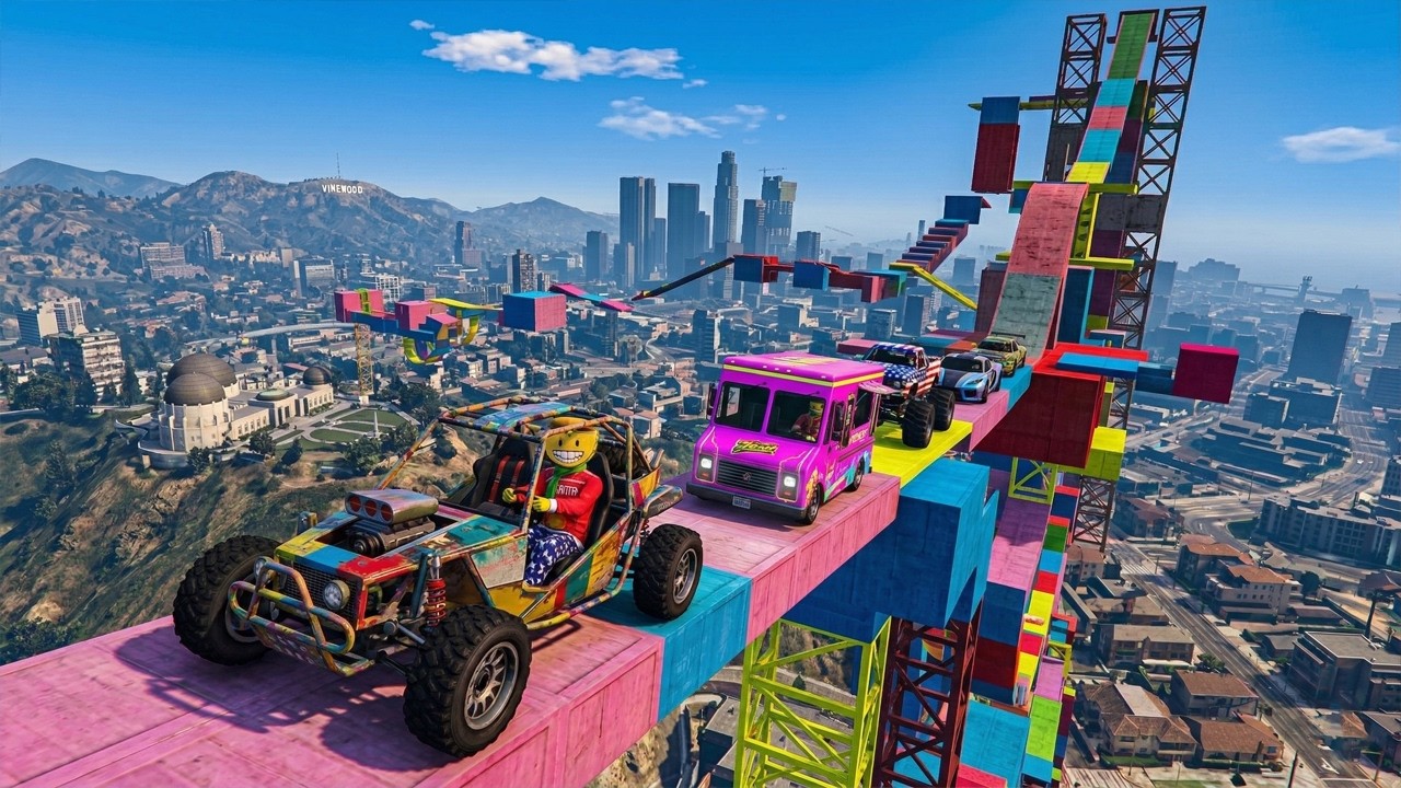 PARKOUR ÉPICO con COCHES ALEATORIOS y EL ÚLTIMO EXPLOTA - GTA 5 ONLINE