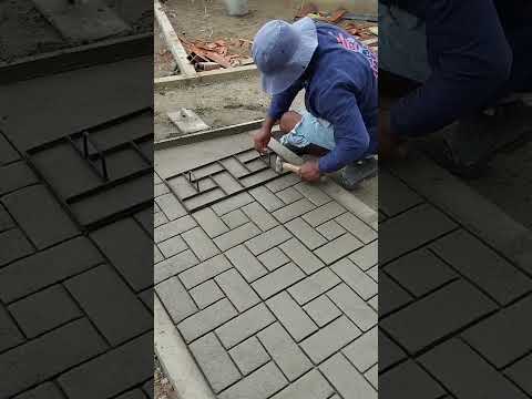 Floor Design Art Part2 | How creavtive worker make design on concrete #construction #yt  #shortsfeed