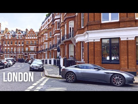 Rich Streets of South Kensington, London | Vintage Cars and Museums | Walking London 4K
