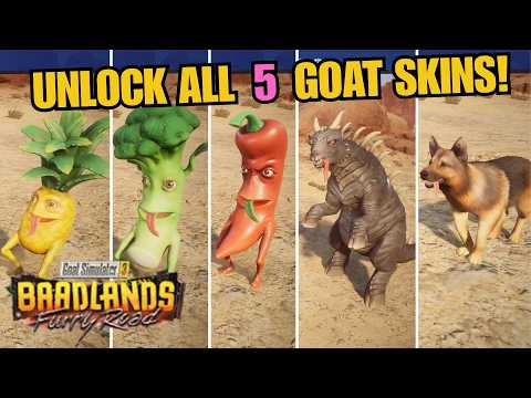 How to UNLOCK ALL 5 NEW GOAT SKINS! Goat Simulator 3 Baadlands Furry Road DLC UPDATE