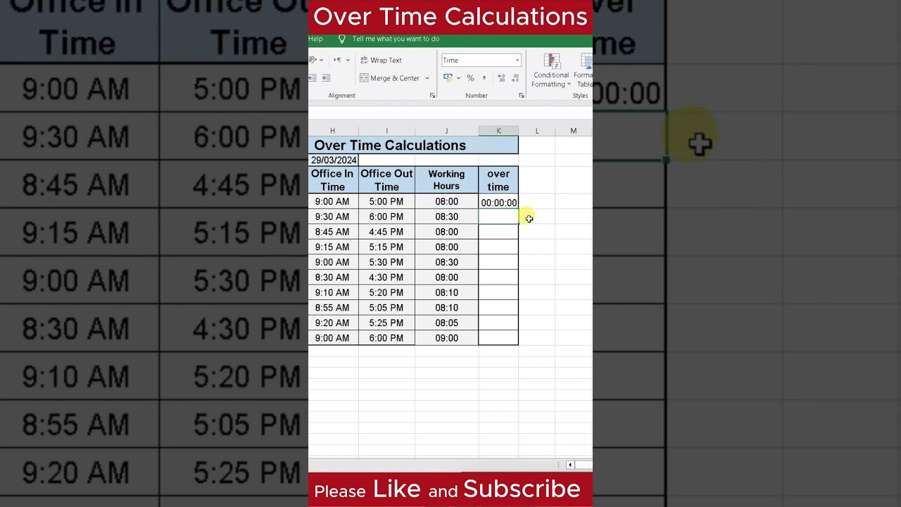 Overtime calculations in Excel #excel #exceltips