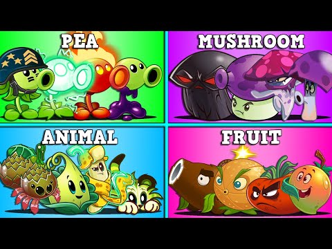 4 Team PEA x SHROOM x ANIMAL x FRUIT Battlez - Who Will Win? - PvZ 2 Team Plant vs Team Plant