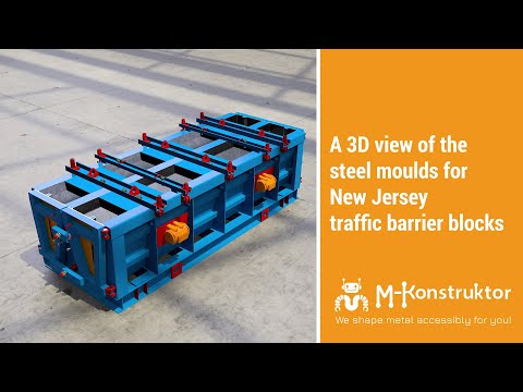 A 3D view of the steel moulds for New Jersey traffic barrier blocks