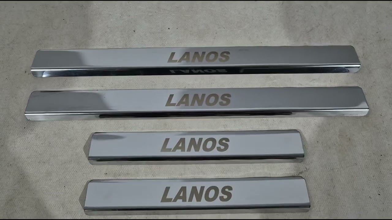 Chevrolet Lanos 1998-2017 гг. Накладки на пороги для порога (Carmos V3, нержавейка) Video 1