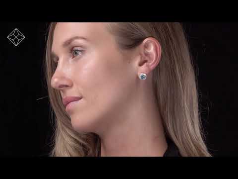 3ct Tanzanite and Diamond Halo Earrings 18K Gold - Asteria Collection - FG36-V