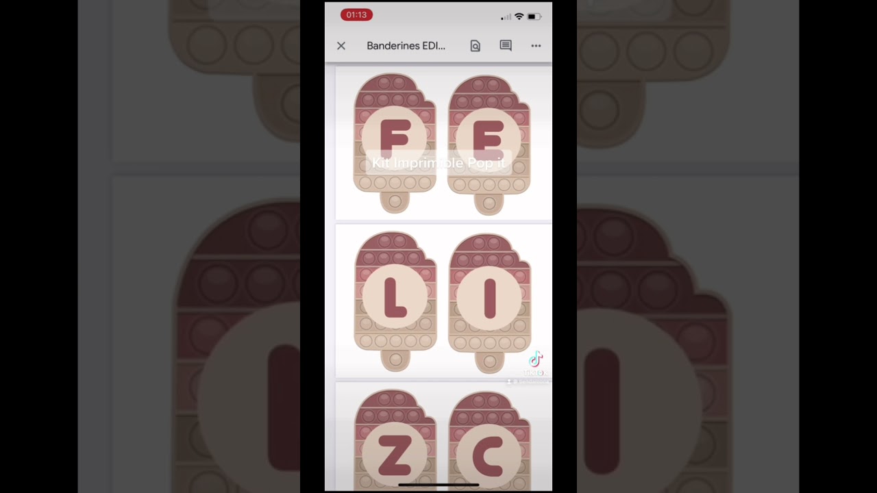 Kit imprimible Pop it Color Rosa pastel Pdf con textos editables para tipear nombre personalizado