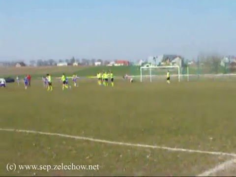 2009.04.04 Sęp Żelechów (juniorzy) - Perła Złotokłos - bramka Piotrka Skwarka na 1:0