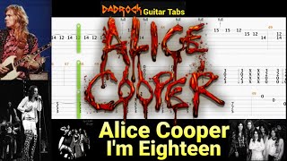 I'm Eighteen - Alice Cooper - Guitar + Bass TABS Lesson (Request)