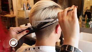 Bleached Hair with a Modern Quiff at the Barbershop