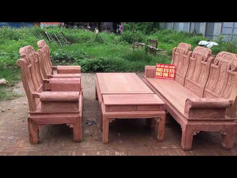 Bộ bàn ghế ấu á tay hộp gỗ hương đá đỏ giá 24trieu hàng thô - 0985816976