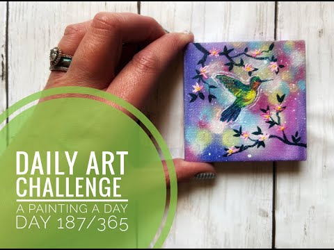 Daily Art Challenge | A Painting a Day 187/365 | Painting Daily Year | Easy Hummingbird Tutorial