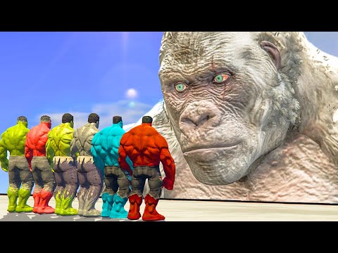 Blue Hulk & Red Hulk & Grey Hulk & The Hulk vs White King Kong - What If Battle Superheroes