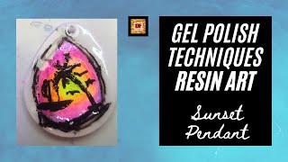 Sunset Pendant | Line Art & Mica Powder | Gel Polish Techniques | UV Jewelry | Gel Polish Art