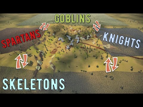 Battle Of 4 Armies: Spartans - Goblins - Knights - Skeletons - UEBS 2