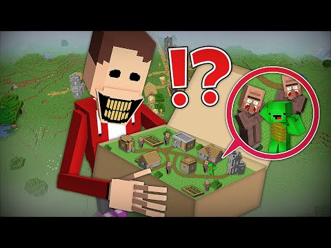 Mikey found a Tiny Village in a BOX with a TALLEST JJ in Minecraft Challenge - Maizen