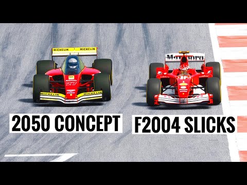 Ferrari F1 2050 Concept vs Ferrari F1 2004 SLICKS TYRES - Imola