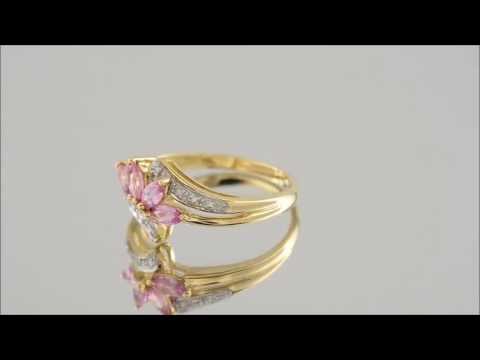 Gold Diamond And Pink Sapphire Ring  - D8488
