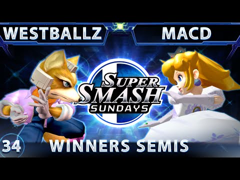 SSS 34 - Westballz (Fox) Vs. FE MacD (Peach) SSBM - Winners Semis - Smash Melee