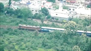 preview picture of video 'A Scenic Aerial View Of An Indian Express Train: 13425 MALDA TOWN SURAT EXPRESS Crosses DONGARGARH'