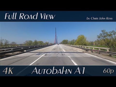 Hamburg, Germany: Autobahn (A1), Moorfleet, Dreieck HH-Süd-Ost / HH-Süd - 4K (UHD/2160p/60p)