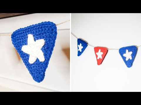 Patriotic Garland - Crochet Tutorial (Red, White & Blue Crochet Ideas)