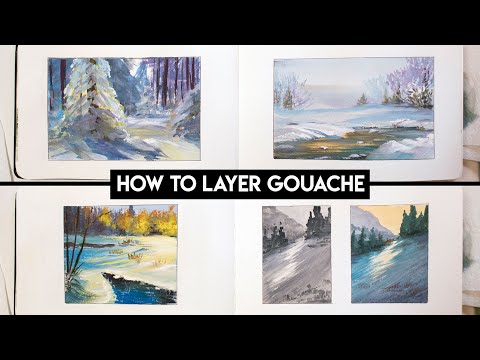 Gouache Landscape Tutorial ✶  How to layer gouache + Color Master Studies